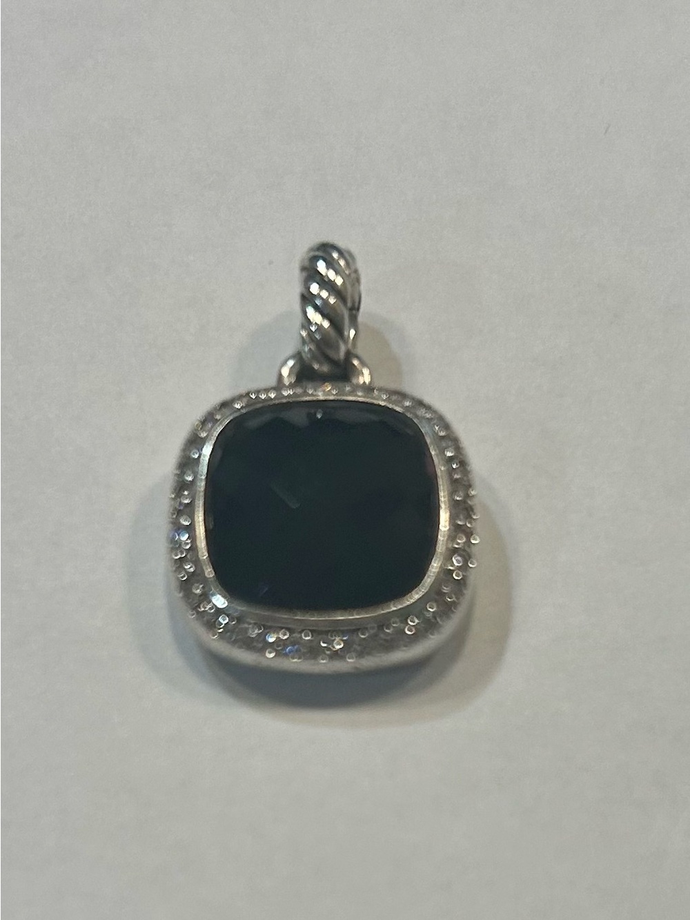 David Yurman Black Onyx and Sterling Silver Halo Pendant
